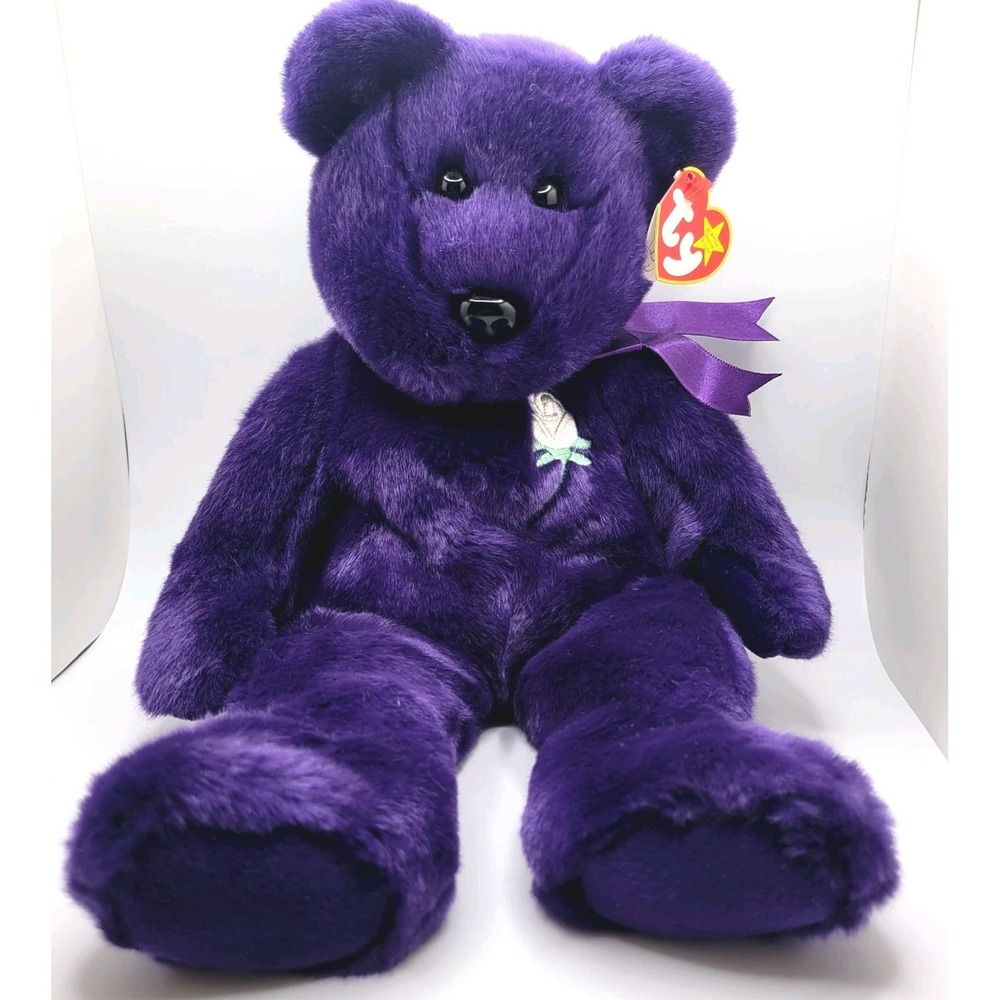 TY Beanie‎ Buddies Diana Bear 1998 Purple Princess Plush 14" Original Tag